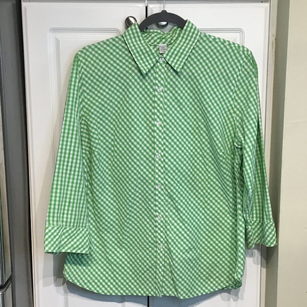 Izod Green Gingham Button-Down Shirt